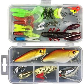 Fishing Lures Kit for Fresh Water Fishing Tackle Set Tackle Box Organizer Top Water Bass Fishing Lures Including Soft Plastic Worms Crankbait Jigs Fishing Hooks