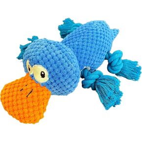 Upgraded Indestructible Dog Toys, Double Reinforced Fabric and Wrinkled Paper Plush Toys for Small, Medium and Large Dogs, Durable Dog Squeaky Toys, Teething Puppy Chew Toys (Blue)