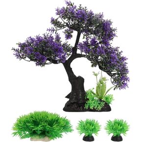 1 Set Aquarium Decoration Fish Tank Decorations Fish Tank Grass Fish Tank Aquarium Grass Aquarium Decor Silicone Kit Planta Artificial Aquarium Fake Plant Gravel Glass Purple Resin