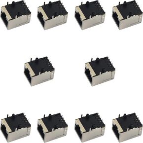 whiteeeen 10pcs RJ45 Socket 8P8C PCB Ethernet Jacks 8Pin Female Connectors for Cat5, Cat5e, Cat6 Ethernet Cable