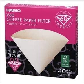 Hario V60 Size 03 Coffee Paper Filters 40-Count Boxed (Total of 40 Sheets) (Natural)