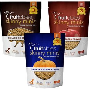 Fruitables Skinny Mini Low Calorie Dog Treats, Healthy Soft Sweet Potato Training Dog Treats for Senior Dogs or Pups, 12 oz (Variety Pack of 3)