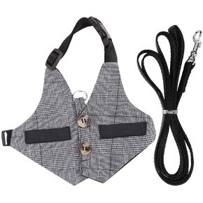 Rabbit Vest Harness and Leash Set Adjustable Formal Suit for Kitten Small Animal Walking Jogging(S)