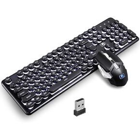 Keyboard and Mouse Combo, White Backlit, 2.4G Wireless Lag-Free Ergonomic Keyboards, Rechargeable Silent Cordless Set for Computer, Laptop, PC, Mac, Windows