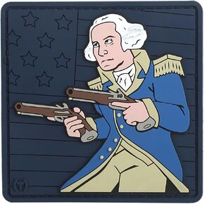 MAXPEDITION George Washington Dual Wielding Flintlock Pistols Morale Patch Hook & Loop Emblem Badge for Helmets, Hats, Bags, Backpacks, Dog Harnesses, Vests, Tactical Gear