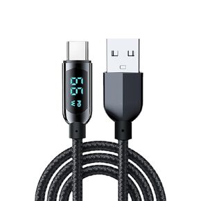 USB A to USB C Cable,4 Feet Type C Cable with LED Display Power watt,66W Max Fast Charging USB-c Cable, Compatible with iPhone 15 Pro Max Plus,iPad,Galaxy S23 S22,Pixel,LG G6 Moto Z2 V30