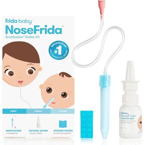 Frida Baby Nasal Aspirator NoseFrida The Snotsucker with 10 Extra Filters and All-Natural Saline Nasal Spray