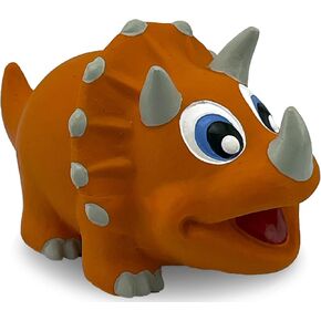 PetSport Naturflex Tiny Tots Small Triceratops Latex Dog Chew Toy | All-Natural Soft, Squeaky, Non-Toxic Rubber Chew Toy | Safe for Indoor Play | 4"