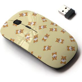 2.4G Wireless Mouse with Cute Pattern Design for All Laptops and Desktops with Nano Receiver - Corgi Dog