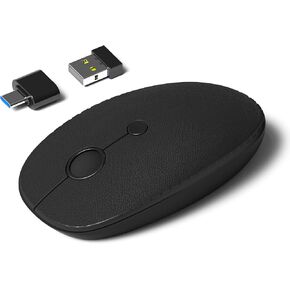 Wireless Mouse for Laptop Computer PU Leather Mouse Silent Computer Wireless Mouse Portable Computer Mice Wireless Slim 2.4Ghz USB Wireless Mouse for Laptop Computer Mac (Black)