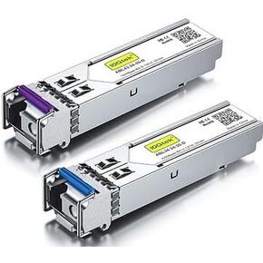 2 Pair of 1.25G SFP Bidi Transceiver, 1000Base-BIDI SingleMode Simplex LC Fiber Module for Cisco GLC-BX-D, Ubiquiti UniFi UF-SM-1G-S, Mikrotik and More, SMF 1490nm/1310nm, DDM, up to 20 km
