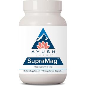 Ayush Herbs SupraMag for Heart Health, Stress and Sleep Support, Magnesium Supplements for Women and Men, 90 Vegetarian Capsules