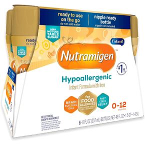 Enfamil Nutramigen Infant Formula, Hypoallergenic and Lactose Free Formula, Fast Relief from Severe Crying and Colic, DHA for Brain Support, 6 Liquid Bottles, 8 Fl Oz, (4 Count)