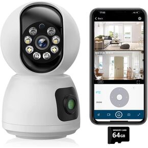 SECUEYE APP 4MP Dual Lens Camera 2K WiFi Pan/Tilt/Zoom Auto Tracking Human Detection Color Night Indoor Security 2-Way Audio 24/7 Recording (C22A-64GB)