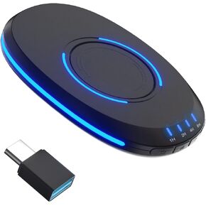 Ultra Slim LED Mouse Mover Device jiggler with Random Interval Timer, Mouse Mover Undetectable & Realistic Movement, Driver-Free Mouse jiggler for Laptop, with a Type C-USB Converter