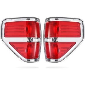 Boine F150 Tail Light Compatible With 2009 2010 2011 2012 2013 2014 Ford F150 F-150 Pickup Driver and Passenger Side Rear Tail Light Lamp Housing - Chrome trim