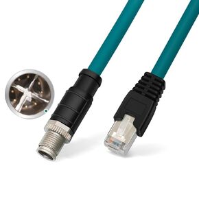 RIIPOO M12 to RJ45 Industrial Ethernet Cable, 8Pin X-Code M12 to RJ45 Ethernet Cable for Basler Cognex Industrial Camera, 3.3Ft
