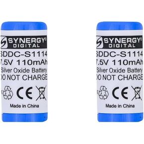 Synergy Digital Dog Collar Batteries, Compatible with Pet Stop UltraMax Receiver Dog Collar, (Silver Oxide, 7.5V, 110 mAh) Ultra High Capacity, Combo-Pack Includes: 2 x SDDC-S1114 Batteries