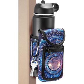Yungyan Magnetic Gym Bag Magnetic Water Bottle Pouch Sleeve Water Bottle Holder Gym Accessories Water Bottle Sleeve with Pocket for Key Cell Phones Card Headphone Wallet Storage (Army Green,Classic)