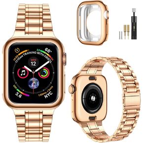 MioHHR Solid Stainless Steel Band Compatible with Apple Watch 49mm 45mm 44mm 42mm 41mm 40mm 38mm, Metal Strap for iWatch Series Ultra/Ultra2/9/8/7/6/5/4/3/2/1 SE Women and Men