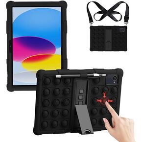 Case for WDYQJE A55 10.1 inch Tablet, Kids Friendly Soft Silicone Adjustable Stand Cover for xiskt A5502 Tablet/ApoloSign EM101A/plimpton PlimPad P8 Pro 10 inch Tablet Case (Blue)