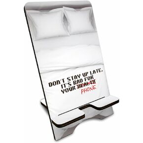 Creative Wooden Phone Stand-Don't Stay Up Late.It's Bad for Your Phone-Removable Smart Phone Holder,Suitable for Phone E-Book & Tablets,Phone Accessories,Home Decorations-A01