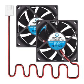 WINSINN DC 70mm Fan 12V 7020 Dual Ball Bearing Brushless Cooling 70x20mm 2PIN (Pack of 2Pcs)
