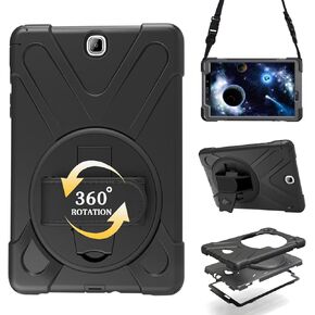 Case for Samsung Galaxy Tab A 9.7 2015 (SM-T550/T555/P550/P555),Portable Heavy Duty Dropproof Protective Cover Case with 360 Rotating Stand,Handle & Shoulder Strap,Stylus Pen (New Blue)