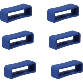 SAVITA 6pcs Watch Strap Holder Loop, Silicone Watch Band Keeper Retainer Fastener Ring Parts for Smart Watch Band Wristband Replacement (Dark Blue, 18mm)