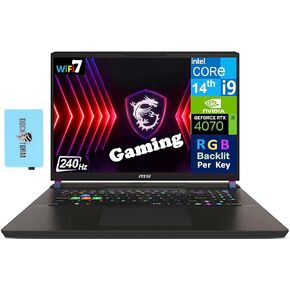 كمبيوتر محمول MSI Vector 17 HX للألعاب مقاس 17 بوصة WQXGA 240 هرتز (24 كور الجيل الرابع عشر Intel i9-14900HX، GeForce RTX 4070، 64 جيجابايت DDR5، 1 تيرابايت PCIe SSD، لكل مفتاح RGB KYB، Thunderbolt 4، WiFi 7، Win11P) مع موزع DKZ in Saudi Arabia