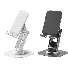 2 Pack Cell Phone Stand Adjustable Phone Holder for Desk, Home Office Fits All Mobile Phones, iPads and Tablet 4-10in with Anti-Slip Base and Convenient Charging Port Access