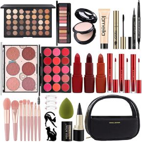 MISS ROSE M All In One Makeup Kit for Women Full Kit,Multipurpose Makeup Sets,Beginners and Professionals Alike,Easy to Carry (Black)