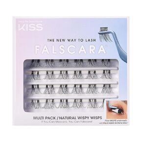 KISS Falscara DIY Eyelash Extension Lengthening Wisps - Featherlight Synthetic Reusable Artificial Eyelashes Multipack of 24 Mini Lash Clusters for that Authentic Eyelash Extension Look