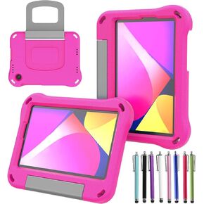 Case for TCL Tab 8V/Tab 8 LE/Tab 8 Plus/Tab 8 WiFi/Tab 8 SE (9137W, 9132X, 9138S, 6048E, 91232X1) - Shockproof Lightweight Protective EVA Kids Kickstand Cover Case + 1 Stylus (Black)