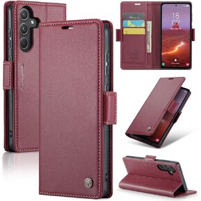 for Samsung Galaxy A55 Case, [RFID Blocking] Magnetic Closure PU Leather Wallet Flip Case with Card Holder Kickstand Shockproof Phone Cover for Samsung Galaxy A55 5G (Black)