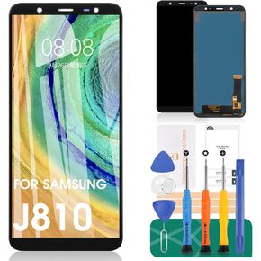 استبدال الشاشة لهاتف Samsung Galaxy J810 J8 2018 J810M J810F J810G J810Y J810GF TFT LCD مجموعة محول الأرقام الزجاجية لشاشة اللمس 6.0 بوصة (ليست AMOLED) تشمل الزجاج المقسى