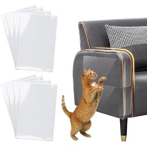 Cat Scratch Furniture Protector - Specially Designed for Leather Furniture, Easy to Remove Anti-Scratch Couch Protector from Cat Claws, No Pins, 8 Pack