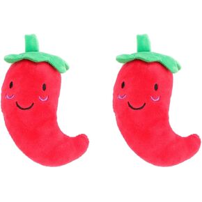 LOGOFUN 2pcs الحيوانات الأليفة لعبة صرير مع Squeaker دفع الفلفل على شكل كلب مضغ لعبة محشوة الخضار على شكل لعبة العض لمستلزمات الحيوانات الأليفة - أحمر