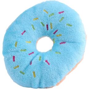 1Pc Blue Donut Shape Plush Pet Toy,Lovely Donut Shaped Squeaky Squeaking Sound Toy for Pet Chew Toy Squeaky Plush Dog Toy Blueberry Squeaky Plush Dog Toy Chew Guard Technology，Dog Squeak Toys，Dogs
