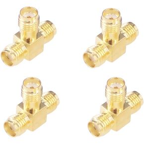 4pcs Antenna Adapter SMA Female to Dual SMA Female Connector T Type 3 Way Splitter Antenna Converter(NOT for TV)(F79-4)