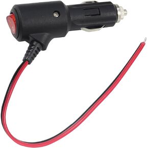 [2PACK] 12V Fused Replacement Cigarette Lighter Male Plug with On Off Switch - 1FT 12Volt 15amp Cigarette Lighter Plug with Leads and Led Lights, 16AWG Cigarette Plug for Car Cooler,Cb Radio