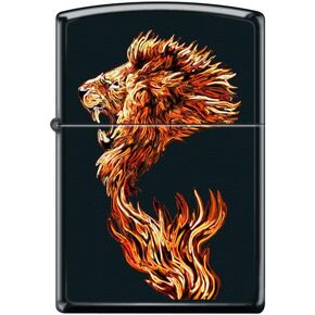 Zippo Lighter- Fire Lion Black Matte Windproof Lighter #Z5046