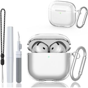 Clear Case for AirPods 4 (2024), Soft TPU Clear AirPods 4 Case Shockproof Protective Cover Compatible with AirPods 4th Generation Case Accessories with Keychain/Lanyard/Cleaner Kit (Transparent)