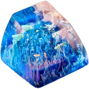 DATKEY Red Coral Resin Keycap Custom Red Landscape SA Keycap Square Red Scene Handmade Resin Keycap RGB Keyboard Cherry MX Mechanical Gift for Man Dad Son Woman Coral (1 FBA Blue & Orange Coral, SA)