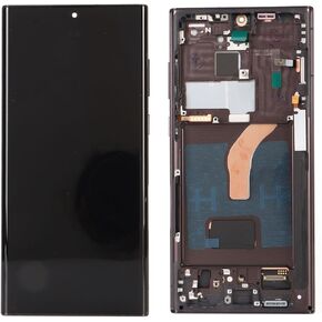 Phone Screen Replacement with Frame, Fingerprint Compatible, Black Touch Display Digitizer Assembly for S22 Ultra S908U W