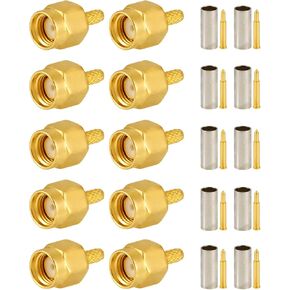 10 PCS SMA Connectors SMA Male Crimp Connector for RG316 RG174 RF Coax Cable