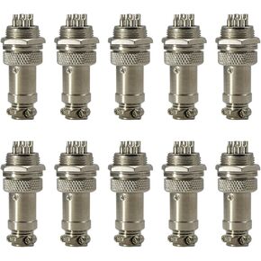 10 Pcs 4 Pin Metal Male Female Panel Connector 16mm Thread GX16-4 Aviation Plug Connector(Silver Tone)