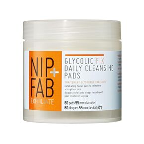 Nip + Fab Glycolic Acid Fix Daily Cleansing Pads for Face with Hyaluronic Acid, Witch Hazel, Exfoliating Resurfacing AHA Facial Cleanser Pad for Exfoliation Even Skin Tone Brighten Skin, 60 Pads