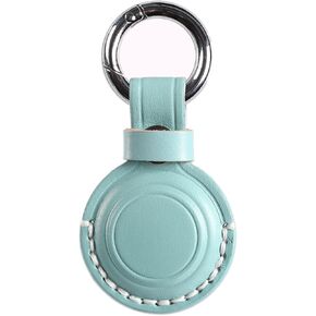 KEEPXYZ Genuine Leather Airtag Holder Suitable for Apple Airtag Keychain Leather, Small Air Tag Holder with Key Rings, Protective Airtag Case Cover Accessories - Cyan V1.0