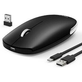 TECKNET ماوس لاسلكي، BT5.0/3.0 2.4 جيجا هرتز ماوس كمبيوتر صامت مع مستقبل USB، 4000 نقطة في البوصة ماوس بلوتوث محمول قابل لإعادة الشحن لنظام التشغيل Mac OS/Windows/Linux/ChromeOS in Kuwait